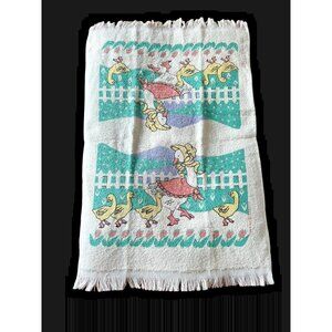 Vintage 1980s Terry Kitchen Towel Screen Print Duck w Babies NWT Country Cottage